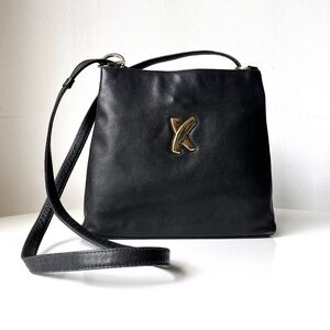 Vintage Paloma Picasso Black Leather Convertible Crossbody/Shoulder Bag 🖤